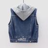 Women's Hooded Denim Vest - Sleeveless, Slim Fit, Large Pockets, Versatile Cardigan for Spring 2024