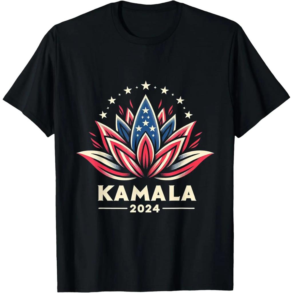Kamala Harris 2024 Presidential Campaign American Lotus T-Shirt Y2k Clothes Women Clothing Tee Shirt Femme Camisetas 82604