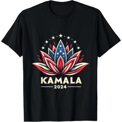 Kamala Harris 2024 Presidential Campaign American Lotus T-Shirt Y2k Clothes Women Clothing Tee Shirt Femme Camisetas 82604