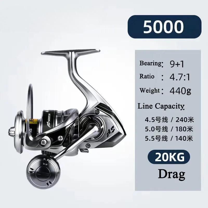 Portable Lure Spinning Reel with 9+1 Stainless Steel Bearings Sea-resistant Long-casting Reel for Sea Fishing Spinning Fishing Reel Left/Right Hand