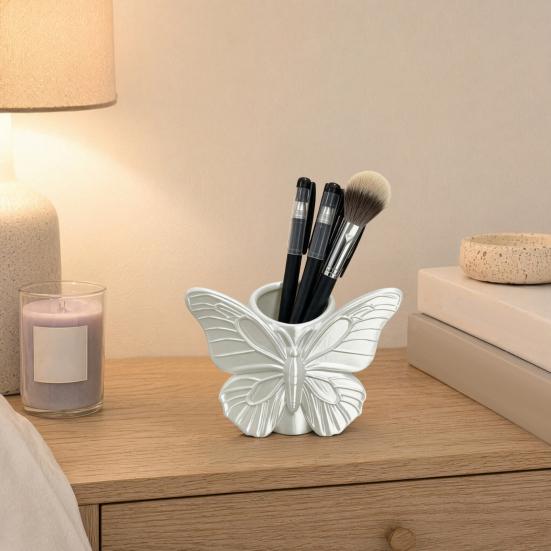 Yousheng 3D Printed Butterfly Pen Holder, Embossed Desk Organizer for Pencils Makeup Brushes, Large Capacity Storage Box for Home Office Decor