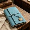 Durable Cover Notebook Faux Leather Writing Journal Notebook, 6 Ring Loose Leaf Binder, 7 Inch Diary Sketchbook with Clock Pendant for Travel Business