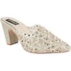 Shoetopia Women'S Golden Embroidered Block Heel Mules  Ethnic Slip-On Sandals With Glitter Finish And Cutwork Detailing