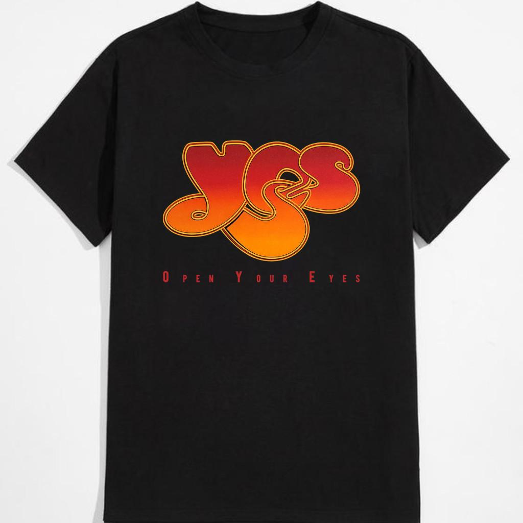 T-shirt Unisex Nera a Maniche Corte Banda Yes Anni '90 Open Your Eyes Tour Taglie S–5
