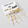Creative Retro French Gold Pearl-Inlaid Earrings Set for Ladies