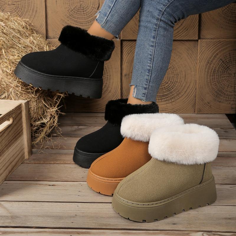 Short-sleeved Warm Snow Boots for Women, Large-sized Short Plush Thick-soled Women's Boots, Cotton Shoes