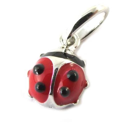 [N5348] - Red 'Ladybug' Silver Pendant - 8x8 Mm
