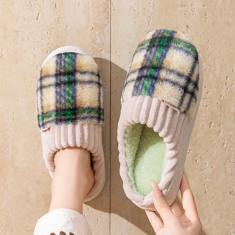 2025 new plush cotton slippers winter home indoor warm shoes non-slip thick-soled cotton slippers