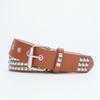 Punk Men'S Belt Metal Pyramid Square Bead Rivet Decorative Corn Buckle Hollow Belt Women