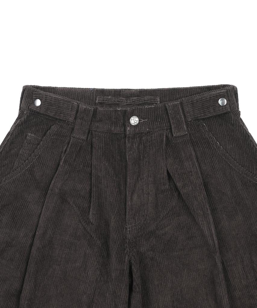 GLACK Gzp001 Double-Pleat Corduroy Balloon Pants (Brown)