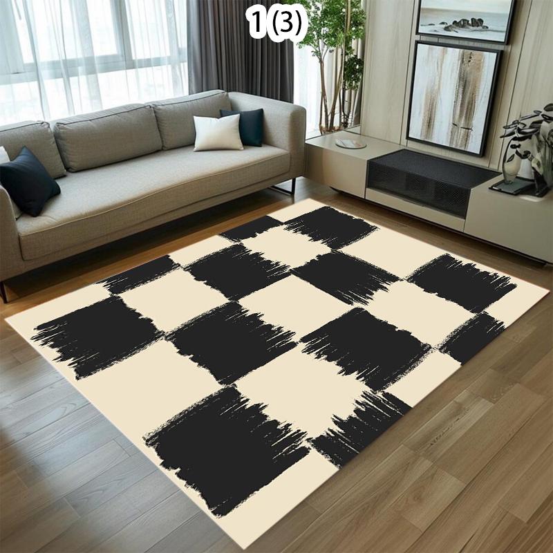 Modern Abstract Carpet Mat Rug Home Decoration Geometric Pattern Floor Area Rug Living Room Bedroom Artistic Brush Style 40x60cm