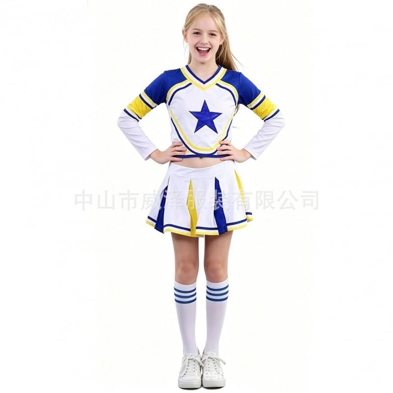 Kids Cheerleading Uniform Set Girls School Style Dance Skirt Outfit Kindergarten Sports Day