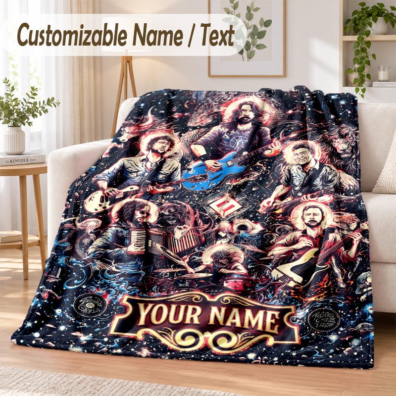 Foo Fighters Custom Name Flannel Throw Blanket Soft Warm for Sofa Bed Indoor Home Use