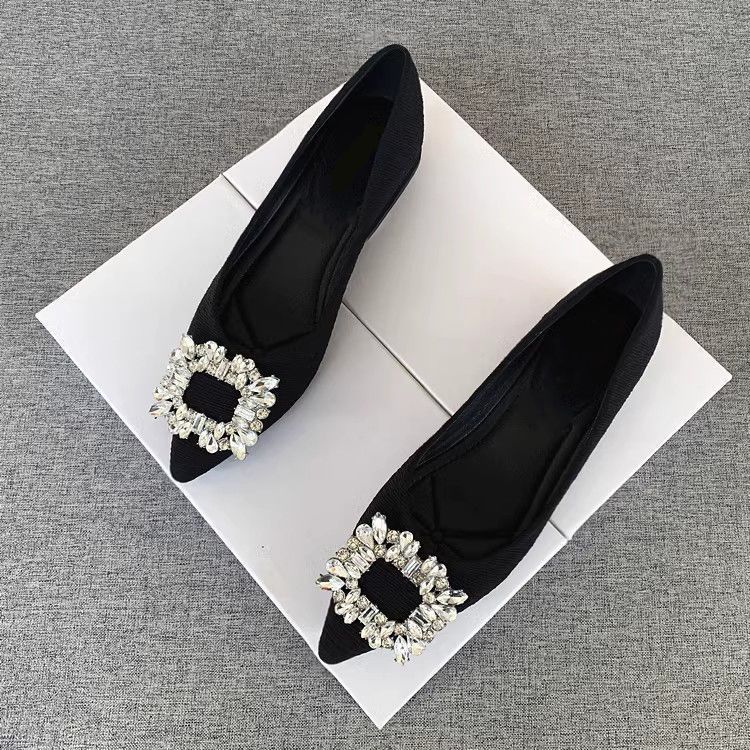 Versatile fashion Internet celebrity breathable one-pedal ladyshoes small fragrant shoes rhinestone pointed single shoes 2025 spring and autumn new