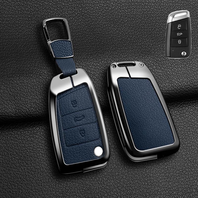 Zinc Alloy Leather Car Key Case For Volkswagen Tiguan Golf 7 Mk7 Mk2 For Seat Ateca Leon Fr 2 Ibizas Koda Octavia Kodiaq