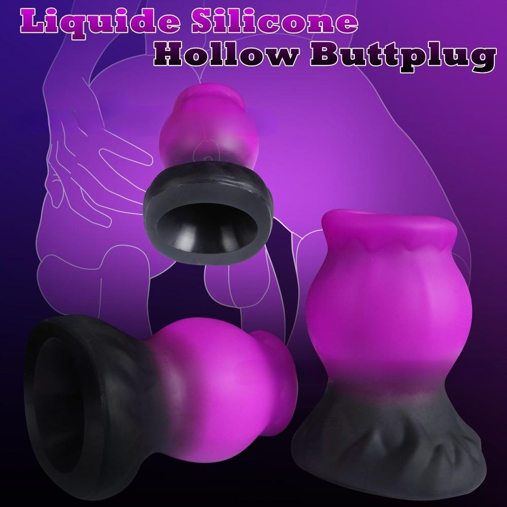 Liquid Silicone Hollow Anal Plug - Open Center Butt Plug for Anal Expansion & Inspection, Manual Anal Dilation Toy for BDSM Adult
