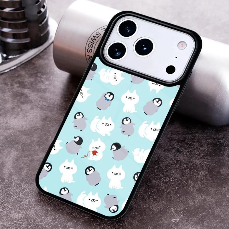 Cute Penguin Pattern Phone Case For iPhone 17 16 15 14 13 12 11 Pro Max Plus 17Air Soft Silicone Cover