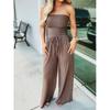 Flat Shoulder Wrap Chest Wide Leg Jumpsuit Square Shoulder