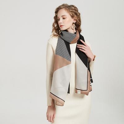 Autumn New Cotton and Linen Scarf Women Silk Scarf Retro Khaki Black Long Scarf Decorative Thin Shawl