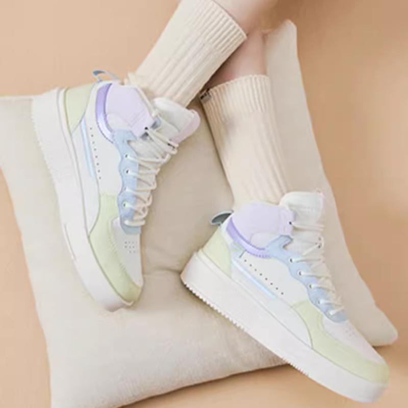 New Anta Anti-Slip Wear-Resistant High-Top Skateboard Shoes Women's White Green 922238011-4