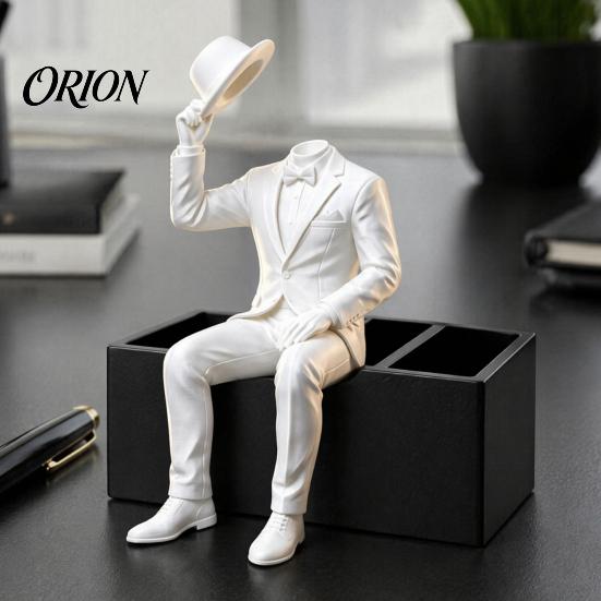 Office Desktop Decoration 3D Printed Sitting Gentleman Ornament, Minimalist Abstract Faceless Figurine, Home Decor Aesthetic Art Sculpture for