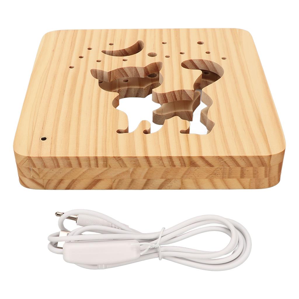 Wooden 3D Lamp Soft LED Light Cute Cat Hollow Shape Night Light Lamp for Bedrooms Living Rooms