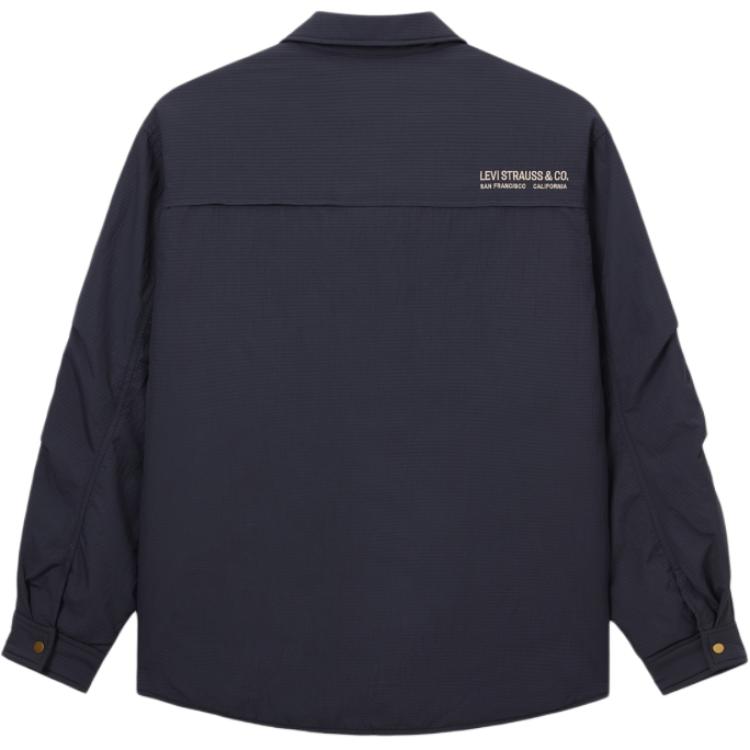 Levis Loose Comfortable Solid Color Zip Collar Long Sleeve Down Jacket Men Outerwear Blue 002NA-0001