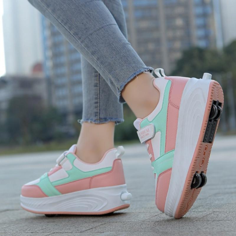New Four-Wheel Automatic Roller Skates Walking Shoes for Children And Adults with Wheels Ice Skating Shoes Transformable