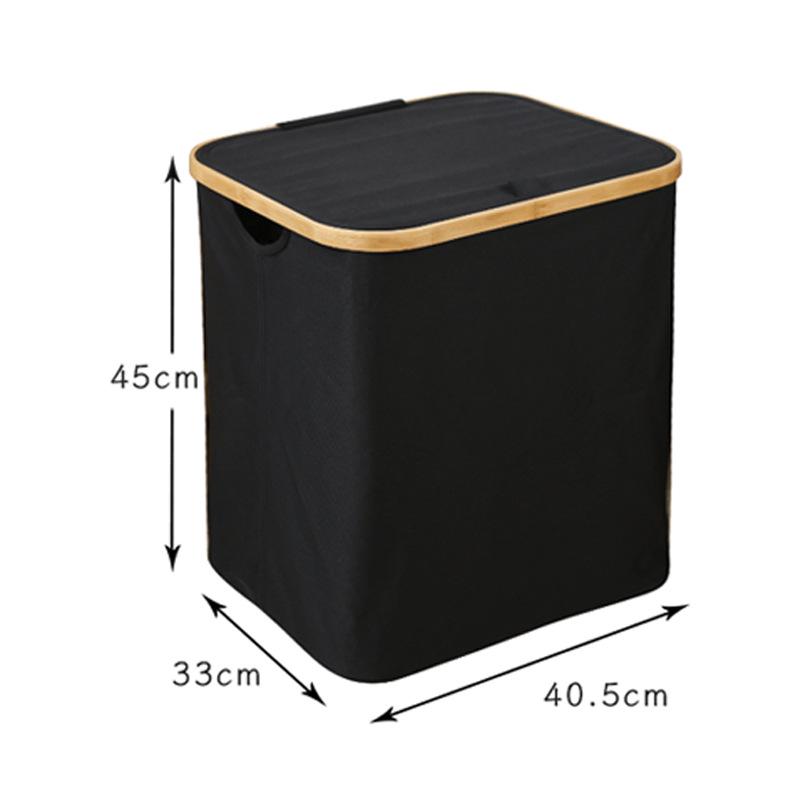 Foldable Bamboo Laundry Basket with Lid and Inner Bag for Bedroom or Bathroom