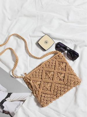 2025 Woven Tassel One-Shoulder Crossbody Clutch