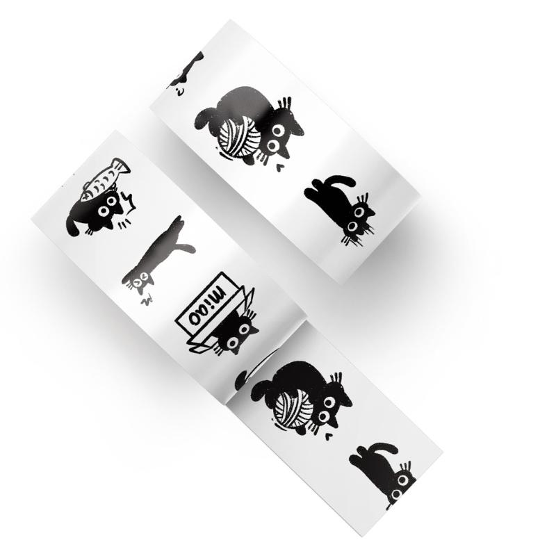 Pack of 500 Cartoon Black Cats Adhesive Sticker with Strong Stickiness for Stationery Crafts and Sealing Applications