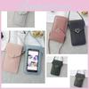 Chic Womens Simple Pu Leather Heart-shaped Decor Transparent Mobile Phone Bag