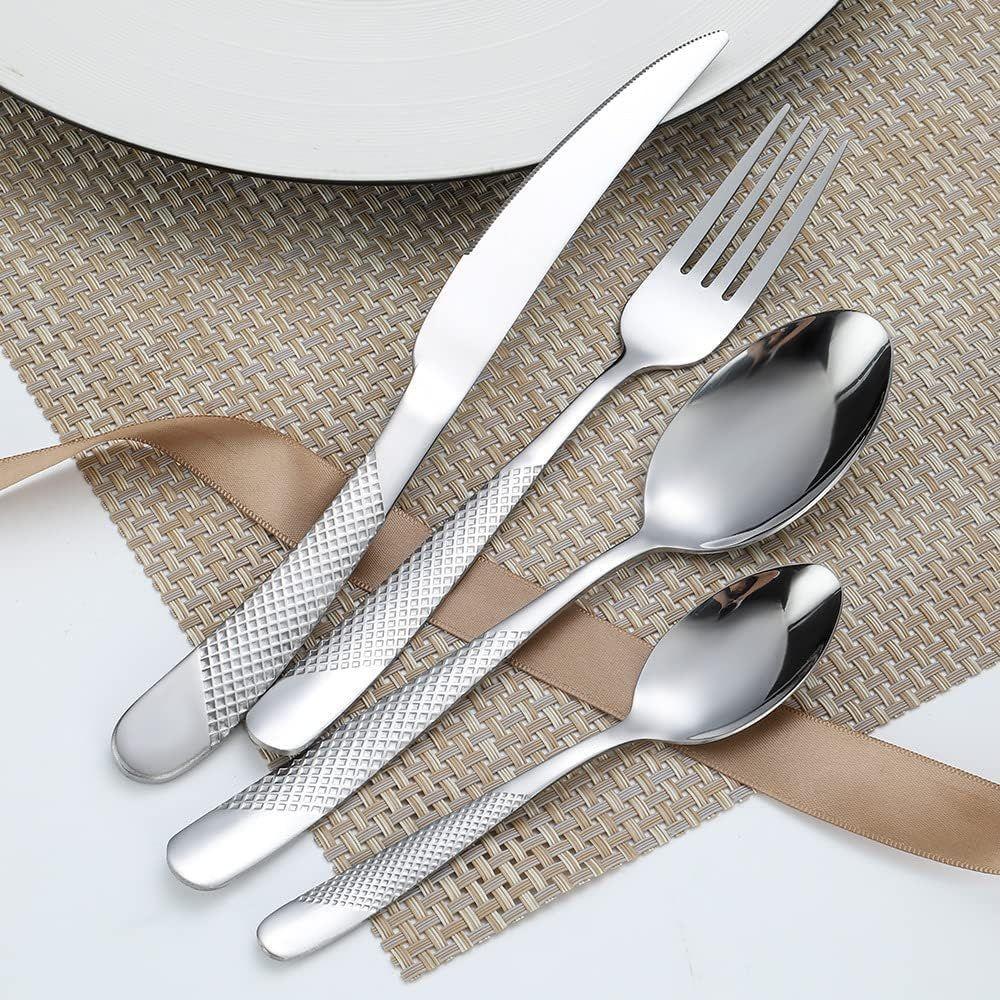 Mirror Finish Silver Plated Stainless Steel Flatware Set Copper Silverware Set Rose Gold Spoon Color Cutlery Set