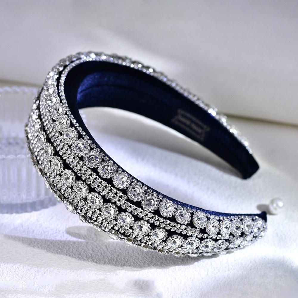 

Luxurious Temperament with Diamond Studded Headband, Baroque Sponge Headpiece чёрный
