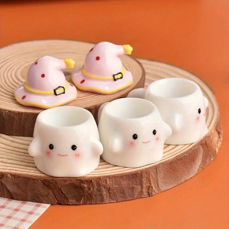 Cartoon Ghost Doll Tea Cup Resin DIY Refrigerator Sticker Accessories Miniature Food and Play Desktop Ornament