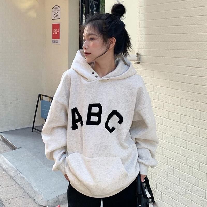 Sweater Women's Fleece Thickened Autumn and Winter New Korean Version Loose and Versatile Top
