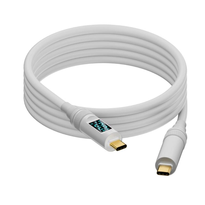 PD100W Quick Charging Cable USB C To TypeC Wire with LED Screen, 8K Video Output & OTG Support
