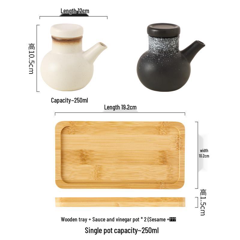 Large Ceramic Vinegar and Soy Sauce Bottle for Japanese Cuisine - Oil and Seasoning Container for Kitchen.