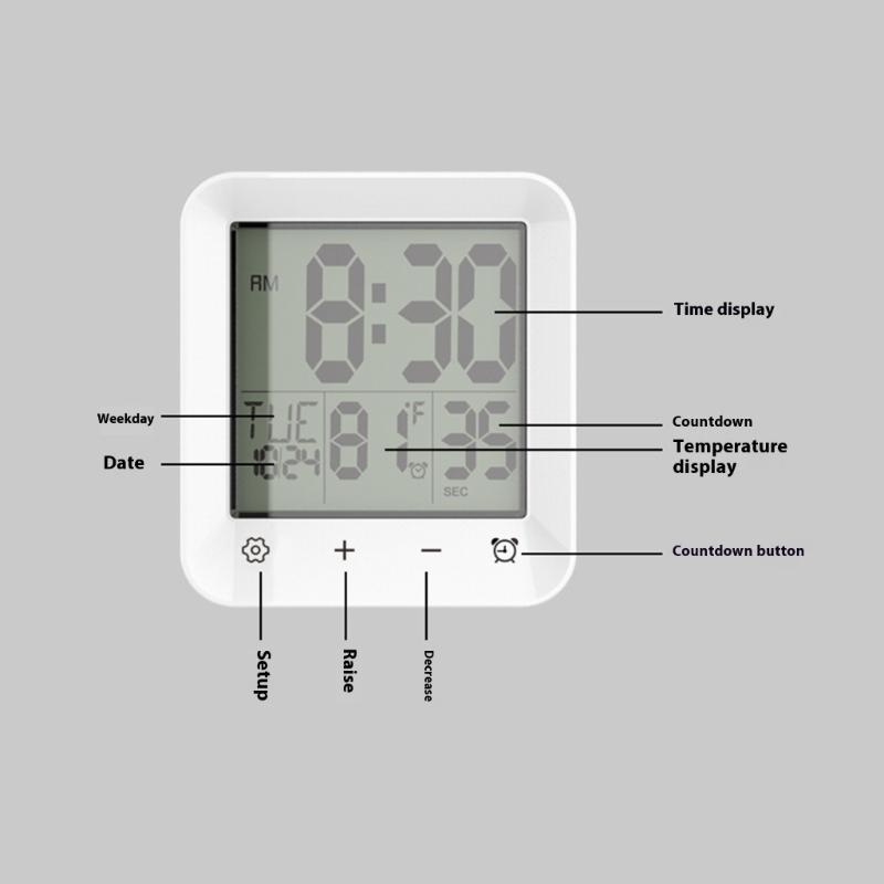 Bathroom Timer Clock Shower Clock,Waterproof for Water Sprays Bathroom Clock Wall Mount,Displays Time,Temperature Date