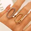 Simple Personality Hollowed-Out Geometry Stainless Steel Ring Oval Baroque Open Ring  For Women Finger Jewellery Accessory Gifts