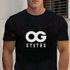 Men's Black OG Status Graphic Motorcycle Cotton T-Shirt Men's Casual O-neck Short Sleeve Tees