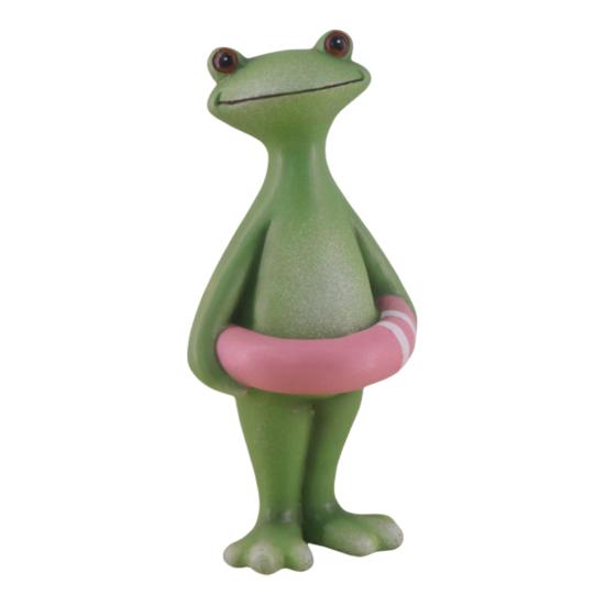 Vacation Frog Statue Resin Surfing Swimming Frog Ornament Collectible Frog Figurine Animal Sculpture for Garden Home Office Desk
