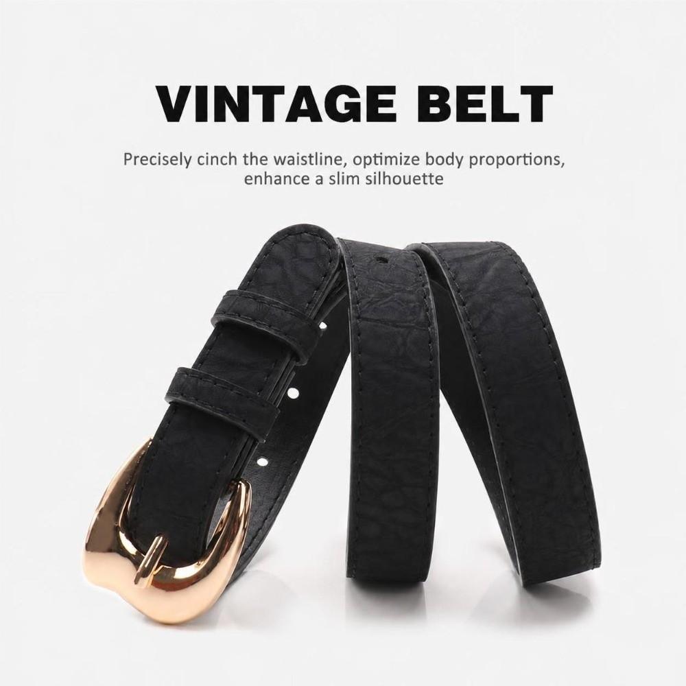 Pin Buckle Closure PU Leather Belt Gold Alloy Buckle Fashion Ladies Belt  For Women