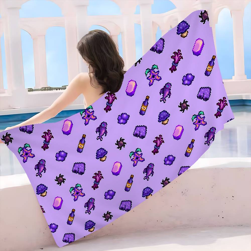 Farming Game S-Stardew V-Valley Beach Towel Colorful Bath Towels for Girl Microfiber Quick Dry Custom Sand Free Beach Yoga Spa