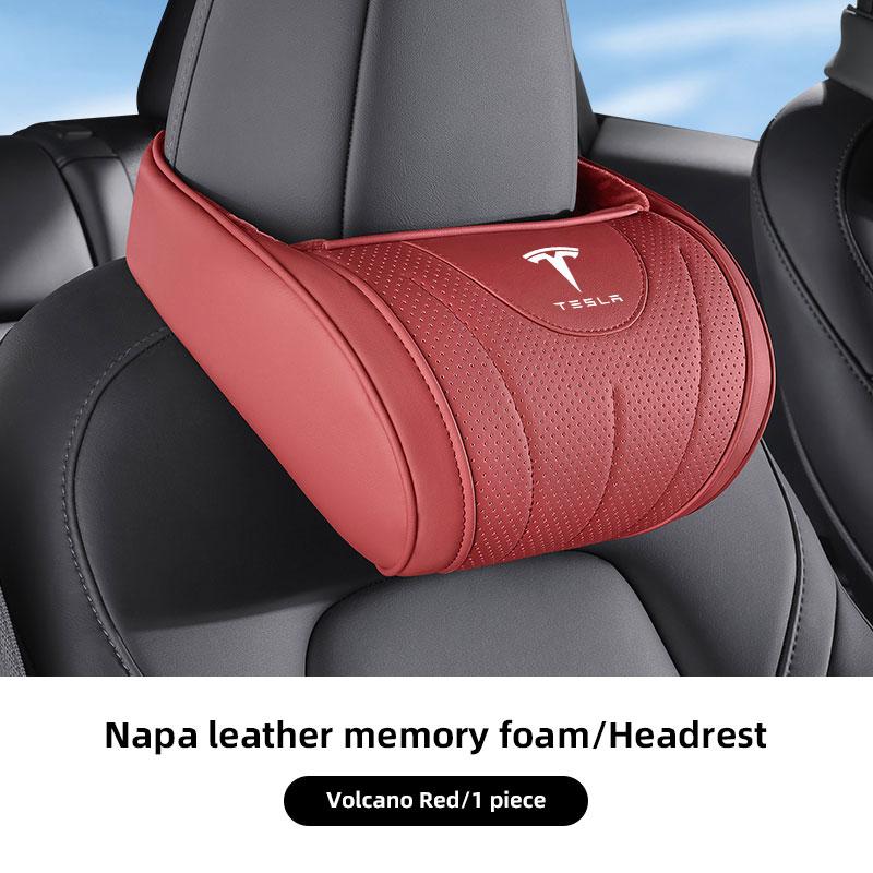 For Tesla Model 3 Model Model Y S X Cybertruck Juguete 2025 Leather Car Seat Headrest Memory Foam Comfort High-end Neck Pillow