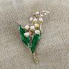 Enamel Green Leaf Lily Of The Valley Brooch Women'S Clothing Green Oil Drop Alloy Flower Pin Brooch