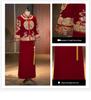 Men's Red Xiuhe Wedding Attire - Retro Chinese Tang Suit Hanfu with Dragon & Phoenix Qipao for Groom. Perfect for Guest Reception & Toasting.