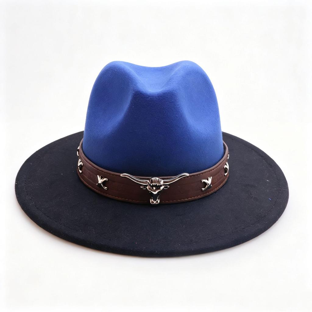 Four Seasons One-word Western Cowboy Hat Fashion Bull Head Accessories Cowboy Hat European and American Style Hat