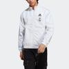 Adidas Embroidered Letter Logo Stand-Up Collar Long Sleeve Reversible Jacket Men Jackets White HT6458