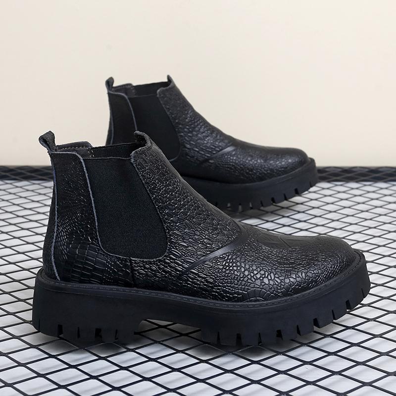 New Thick Bottom Chelsea Boots for Men Fashion Brand Ankle Boots Comfortable Genuine Leather Man Motorcycle Boots High Top Shoes